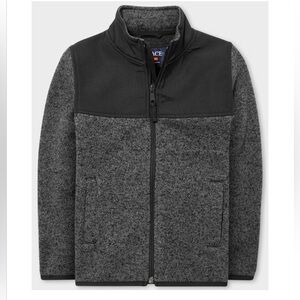NWT Boys Sweater Fleece Trail Uniform Dressy Jacket  Black Grey Sz L Large 10 12